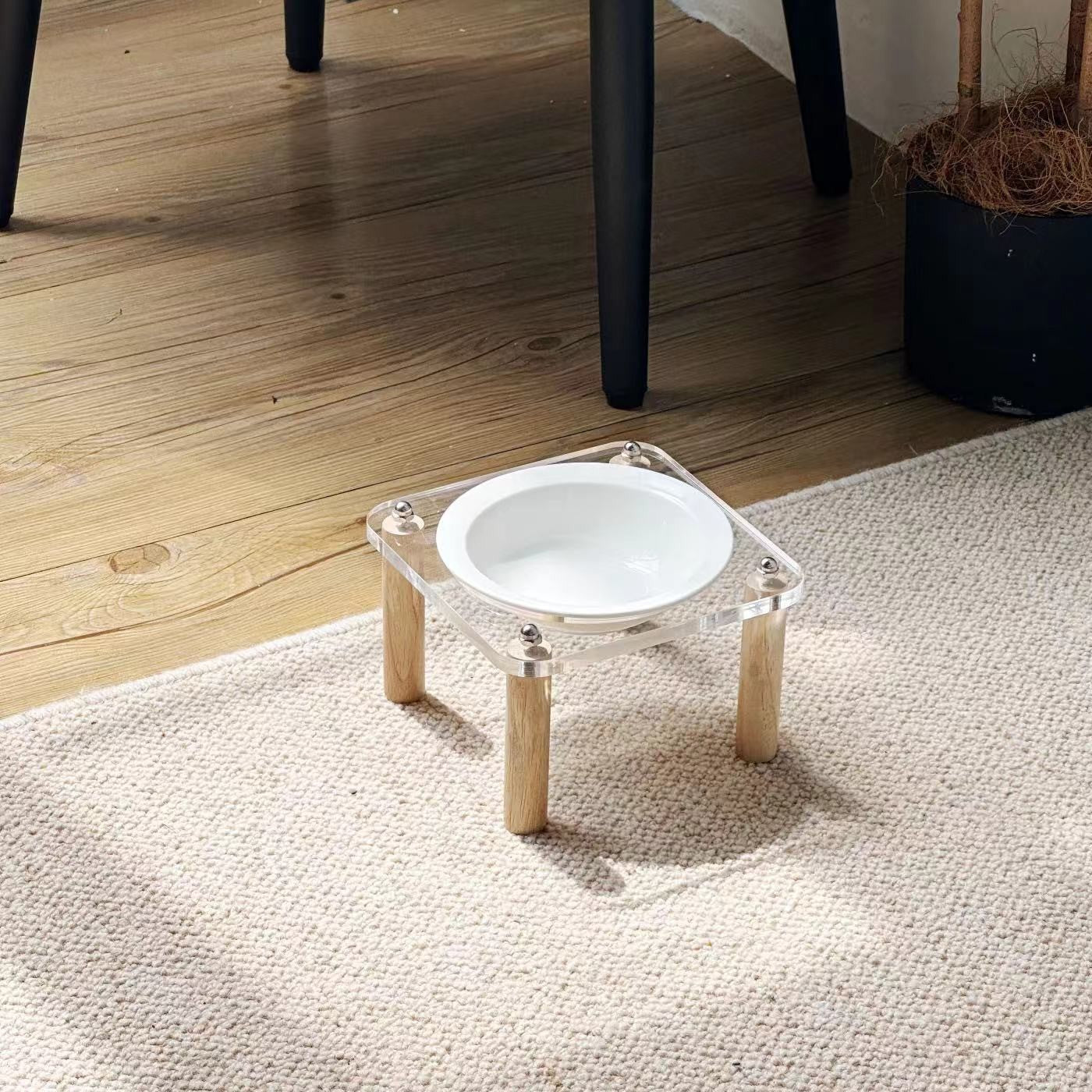 Anti Tumble Elevated Ceramic Double Pet Feeding Bowl Stand
