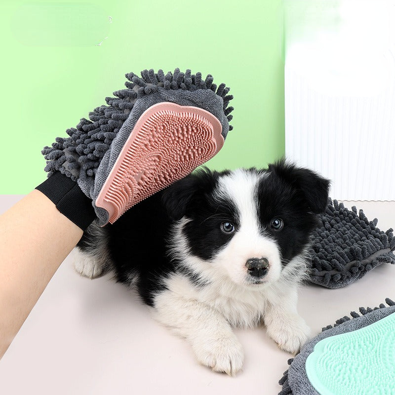 2-In-1 Pet Bathing Brush And Grooming Glove With Massage Design