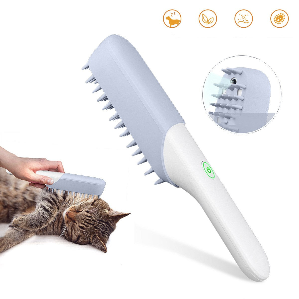 Pet Silicone Massage Grooming Brush With Handle For Fur Removal And Cleaning