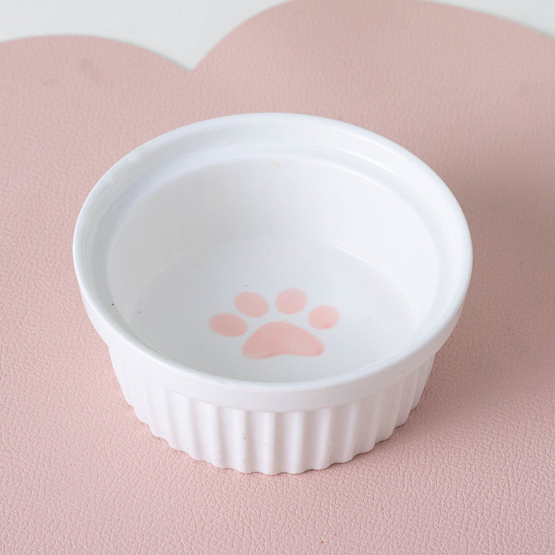 Ceramic Double Bowl Elevated Pet Feeding Set With Tilt Design