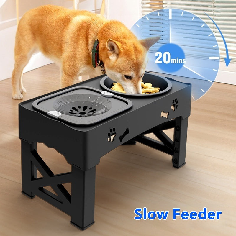 Stainless Steel Double Bowl Lifting Pet Feeder Station