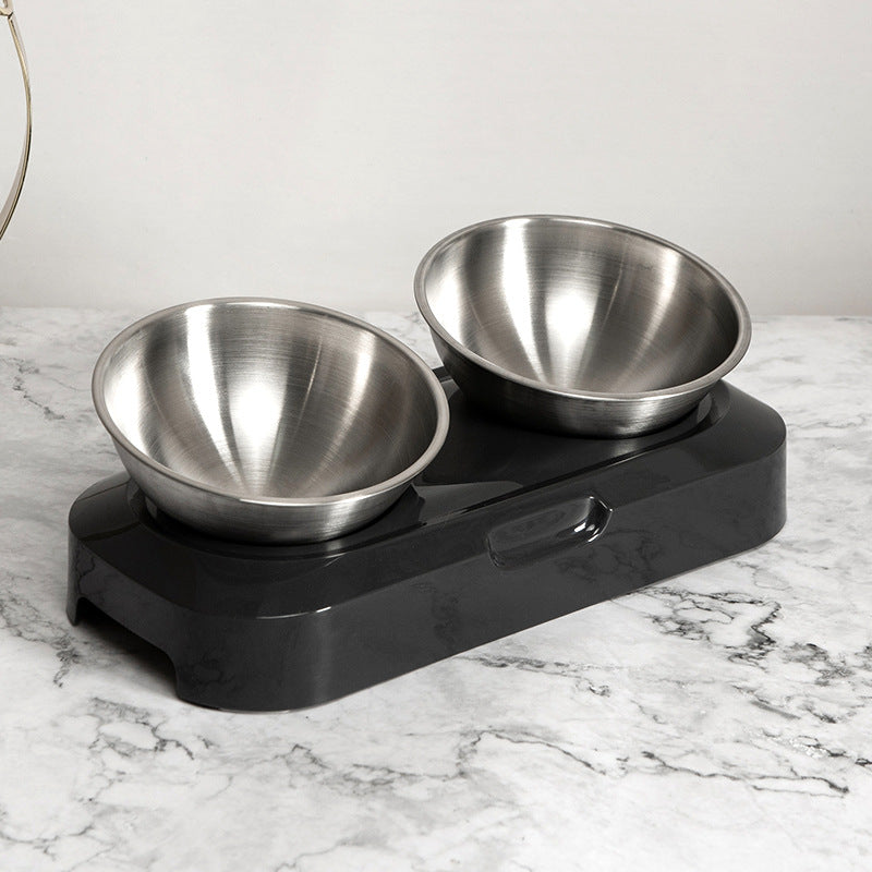 Double Stainless Steel Pet Feeding Bowl Set For Night Use