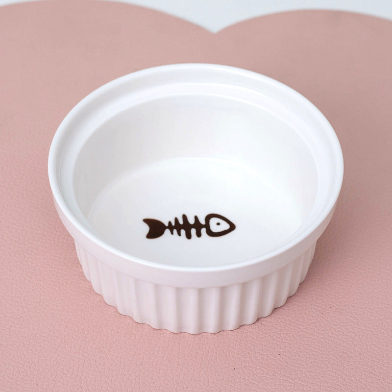 Ceramic Double Bowl Elevated Pet Feeding Set With Tilt Design