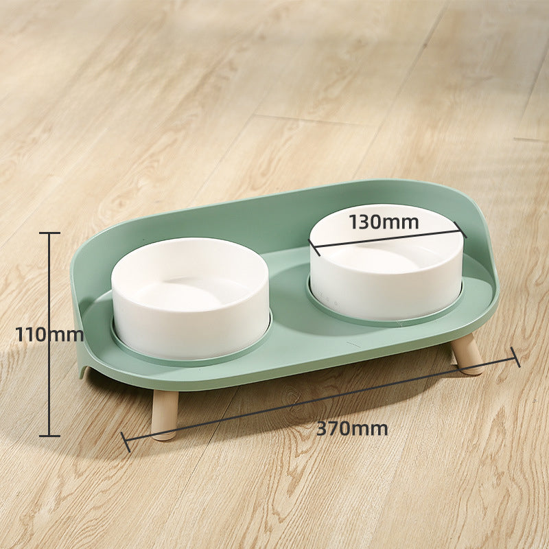 Adjustable Tilted Double Bowl Spill Proof Pet Feeding Dish