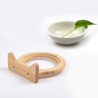 Ceramic Pet Bowl With Solid Wood Stand For Pets