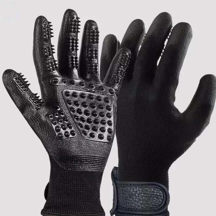Pet Hair Grooming Glove Soft Rubber Shedding Bath Massage Brush For Hair Removal