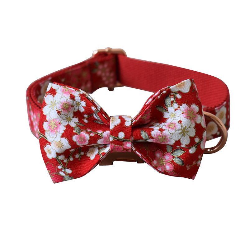Red Floral Style Female Pet Harness And Leash Set