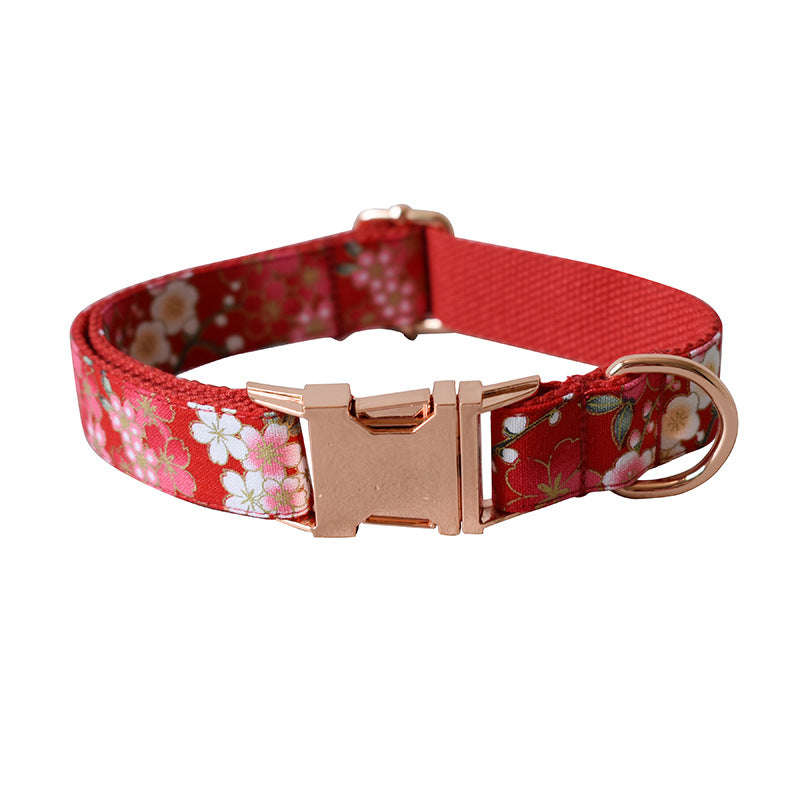 Red Floral Style Female Pet Harness And Leash Set