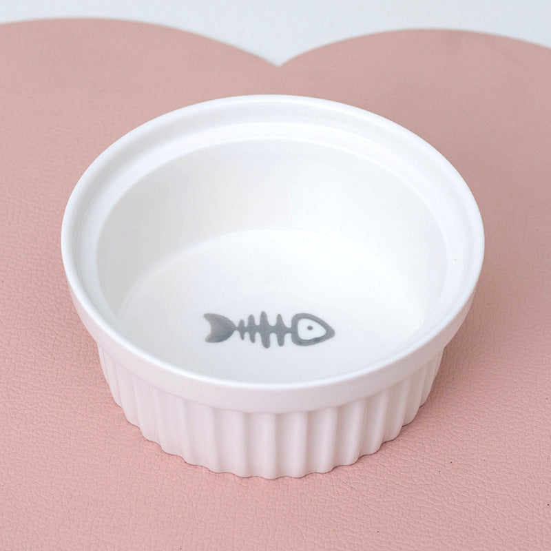 Ceramic Double Bowl Elevated Pet Feeding Set With Tilt Design