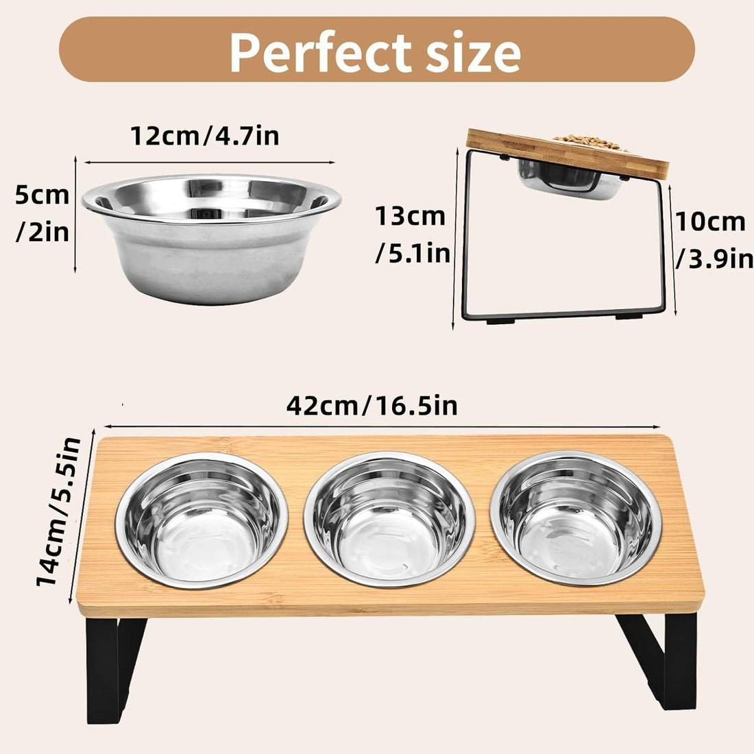 Wood And Iron Pet Feeding Stand With Bowl Rack