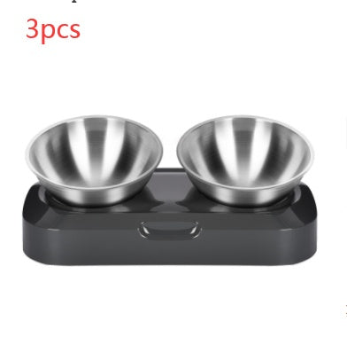 Double Stainless Steel Pet Feeding Bowl Set For Night Use