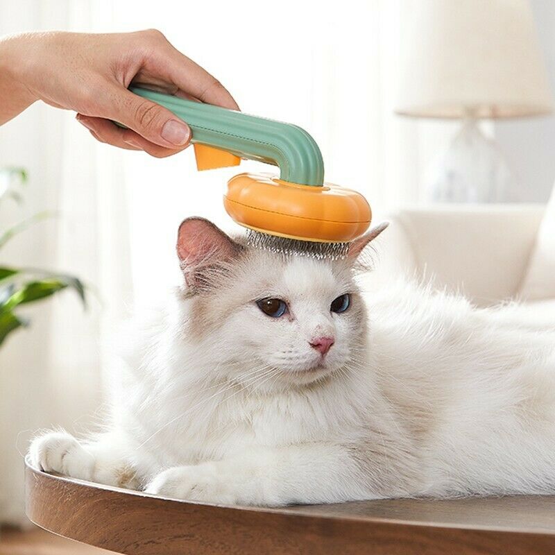 Pet Pumpkin Self-Cleaning Slicker Brush For Pet Grooming Loose Hair And Mats