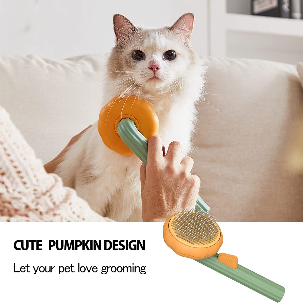 Pet Pumpkin Self-Cleaning Slicker Brush For Pet Grooming Loose Hair And Mats