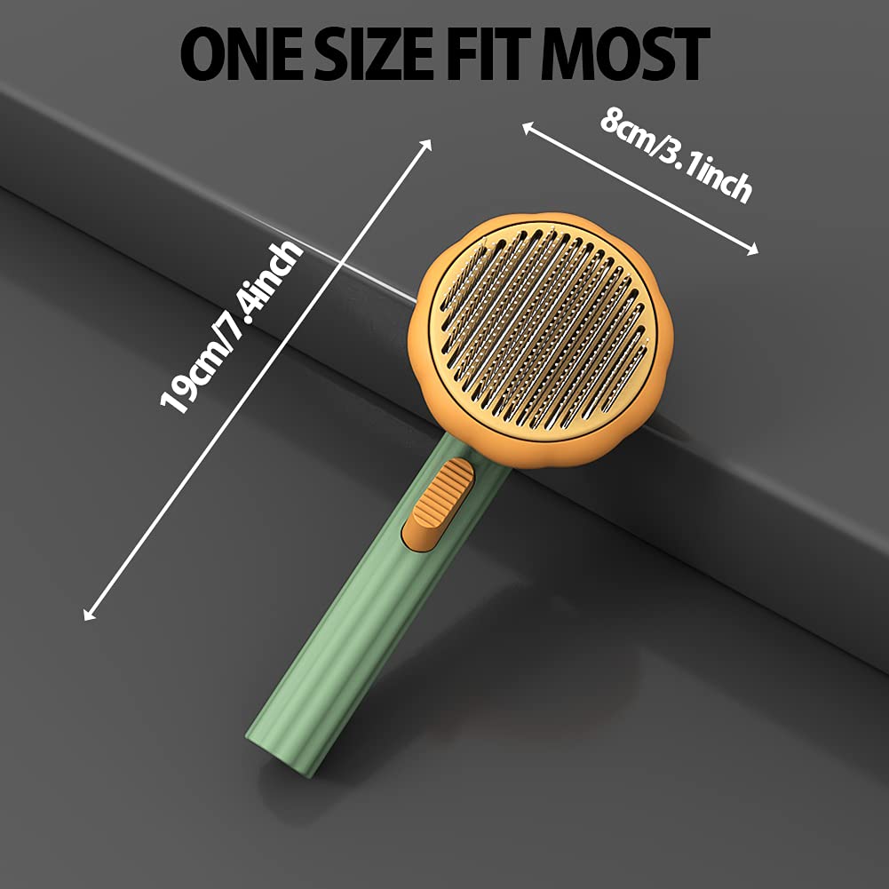 Pet Pumpkin Self-Cleaning Slicker Brush For Pet Grooming Loose Hair And Mats