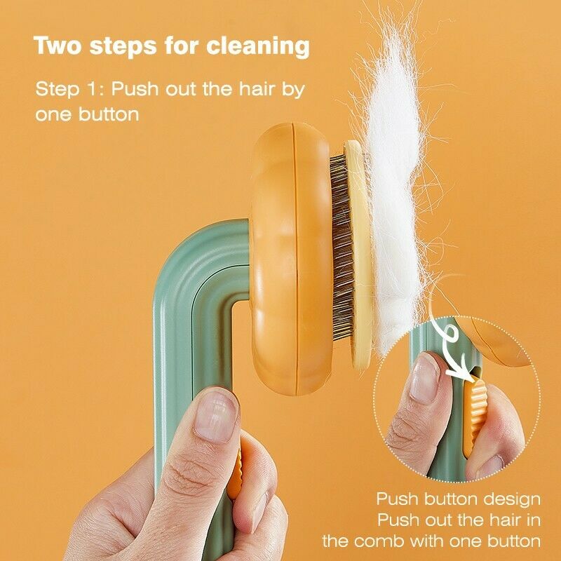Pet Pumpkin Self-Cleaning Slicker Brush For Pet Grooming Loose Hair And Mats