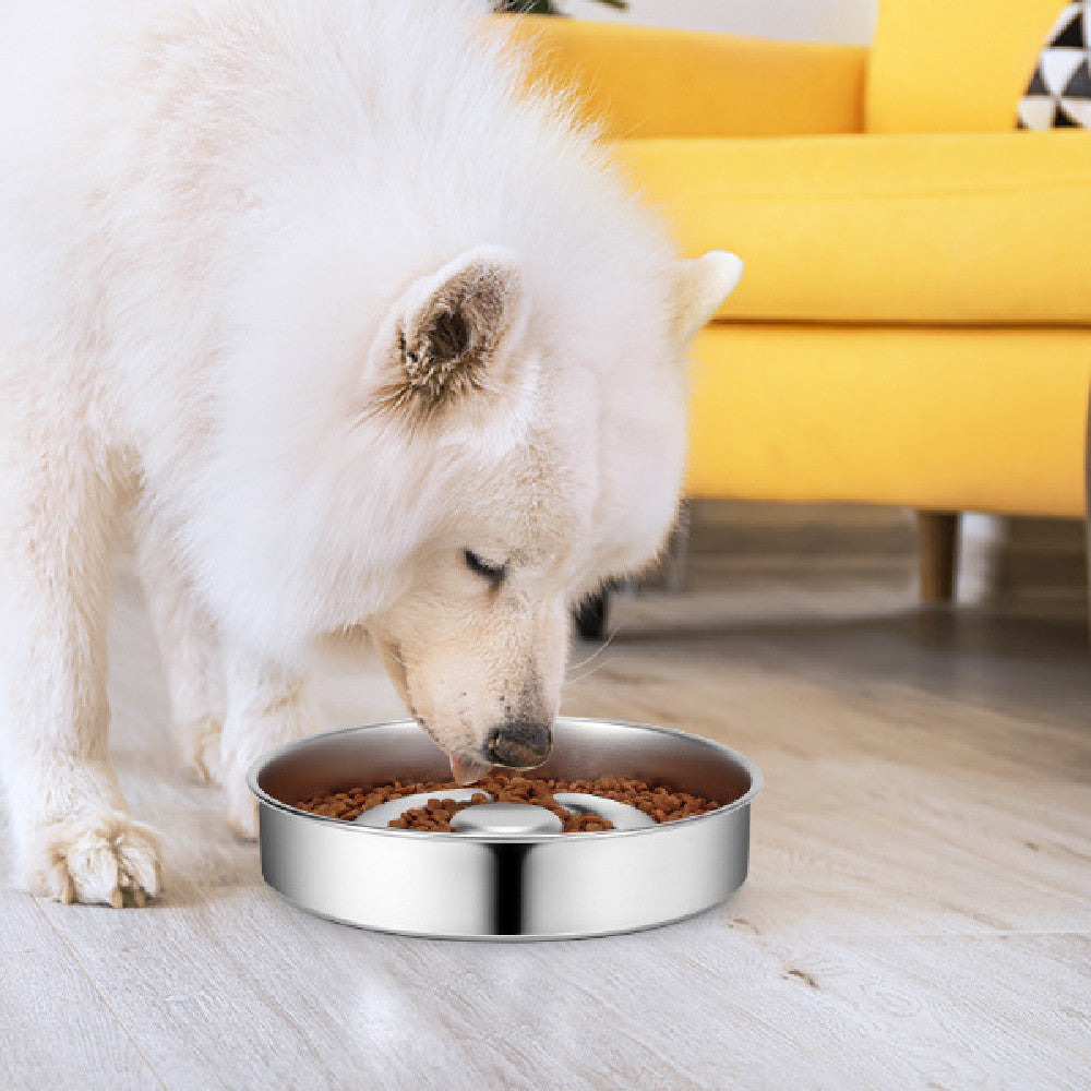 Stainless Steel Slow Feeding Bowl With Neck Protector For Pets