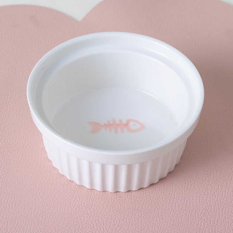 Ceramic Double Bowl Elevated Pet Feeding Set With Tilt Design