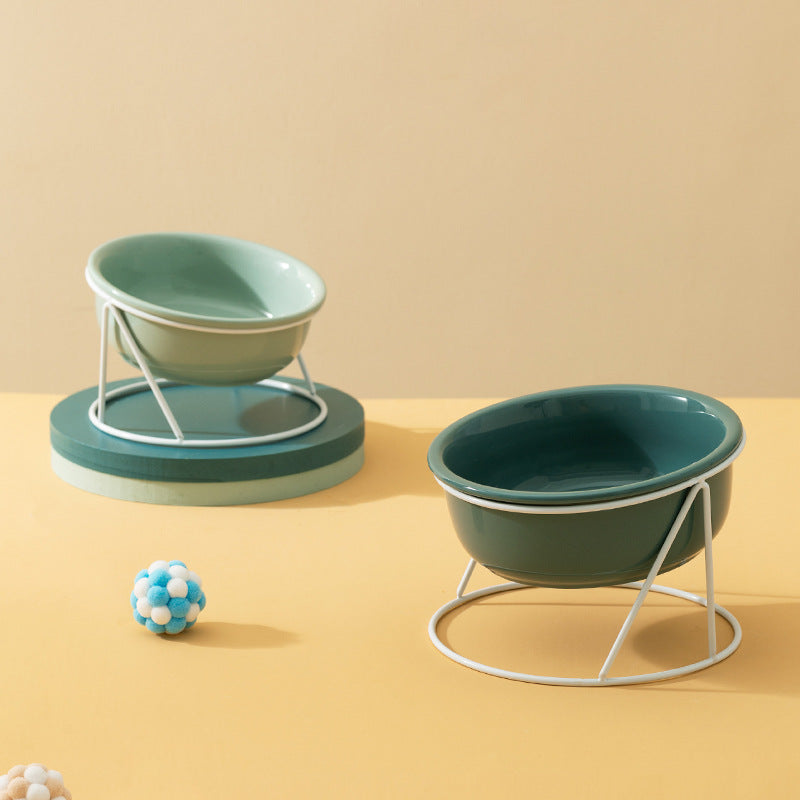 Ceramic Double Pet Feeding Bowl Set