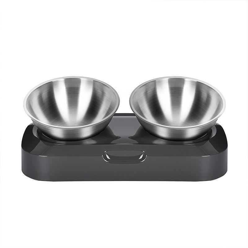 Double Stainless Steel Pet Feeding Bowl Set For Night Use