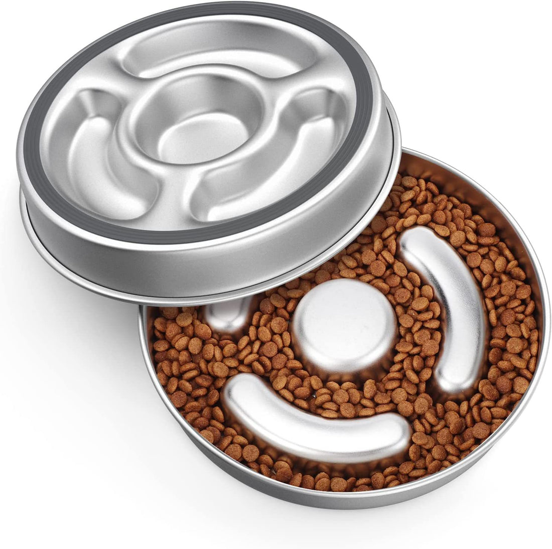 Stainless Steel Slow Feeding Bowl With Neck Protector For Pets