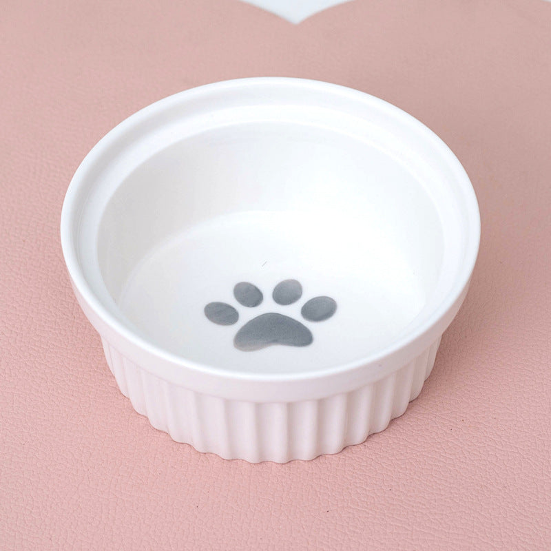 Ceramic Double Bowl Elevated Pet Feeding Set With Tilt Design