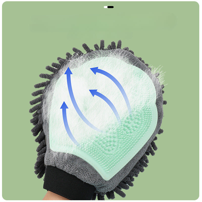 2-In-1 Pet Bathing Brush And Grooming Glove With Massage Design