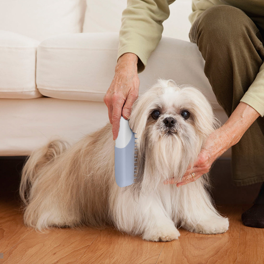 Pet Silicone Massage Grooming Brush With Handle For Fur Removal And Cleaning