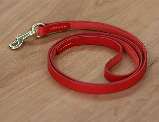 Leather Pet Traction Strap In Red Blue Green Colors