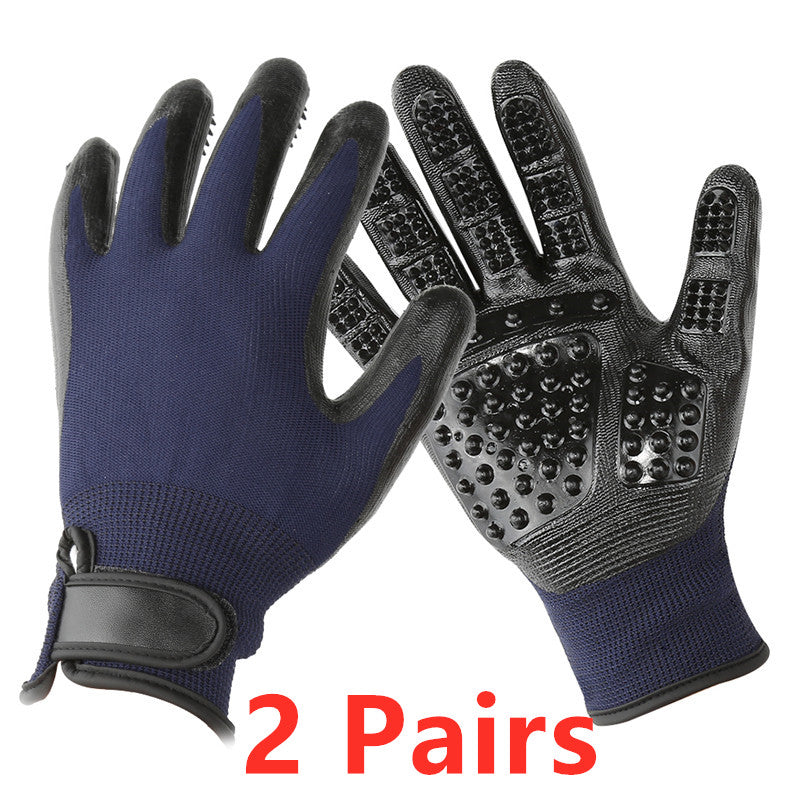 Pet Hair Grooming Glove Soft Rubber Shedding Bath Massage Brush For Hair Removal