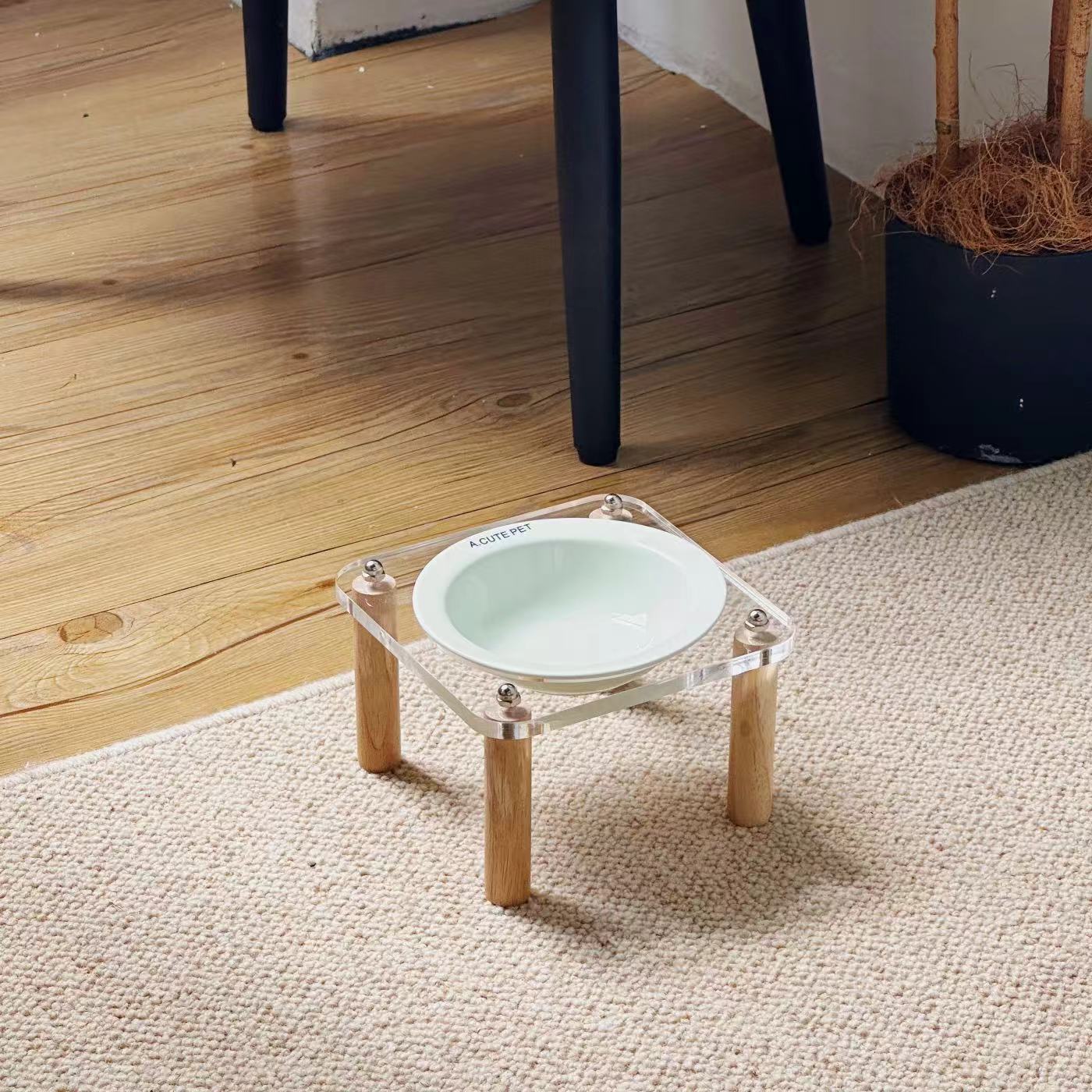 Anti Tumble Elevated Ceramic Double Pet Feeding Bowl Stand