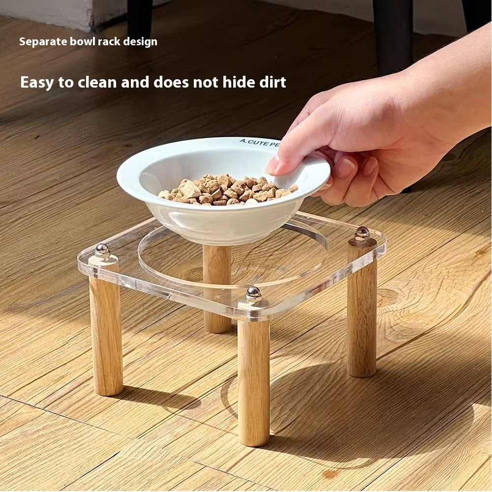 Anti Tumble Elevated Ceramic Double Pet Feeding Bowl Stand