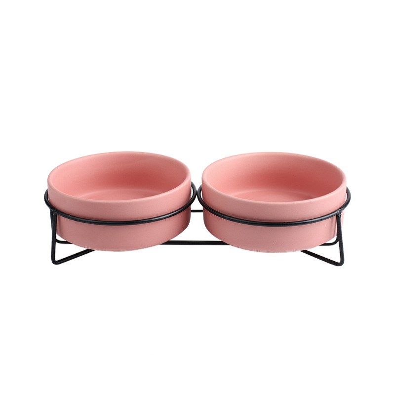 Metal Frame Ceramic Pet Feeding Bowl Stand