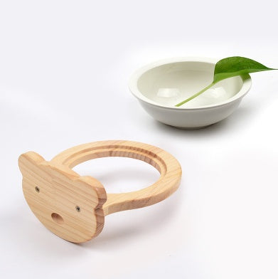 Ceramic Pet Bowl With Solid Wood Stand For Pets