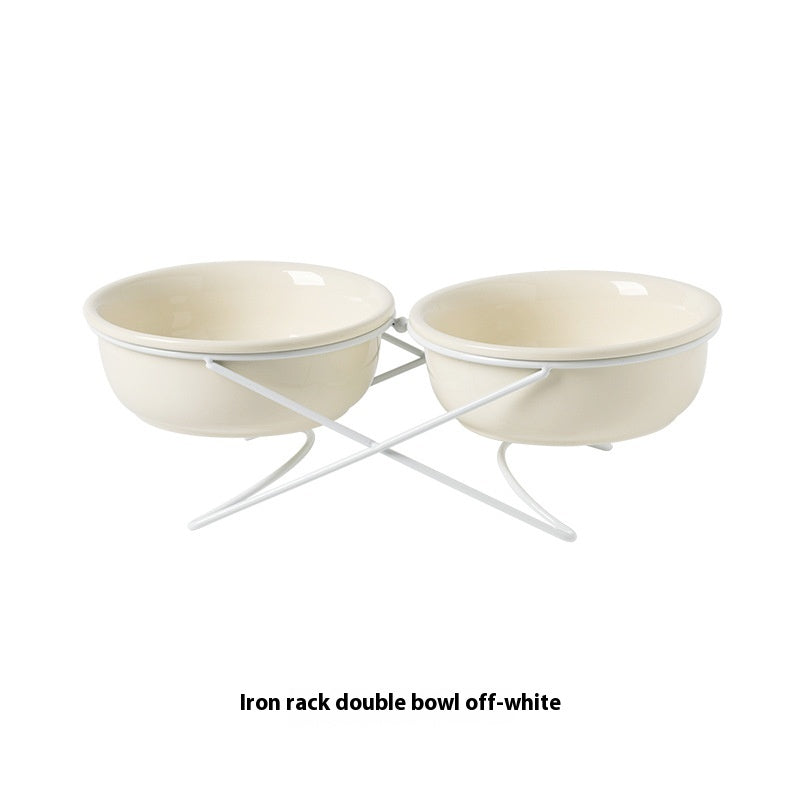 Ceramic Double Pet Feeding Bowl Set