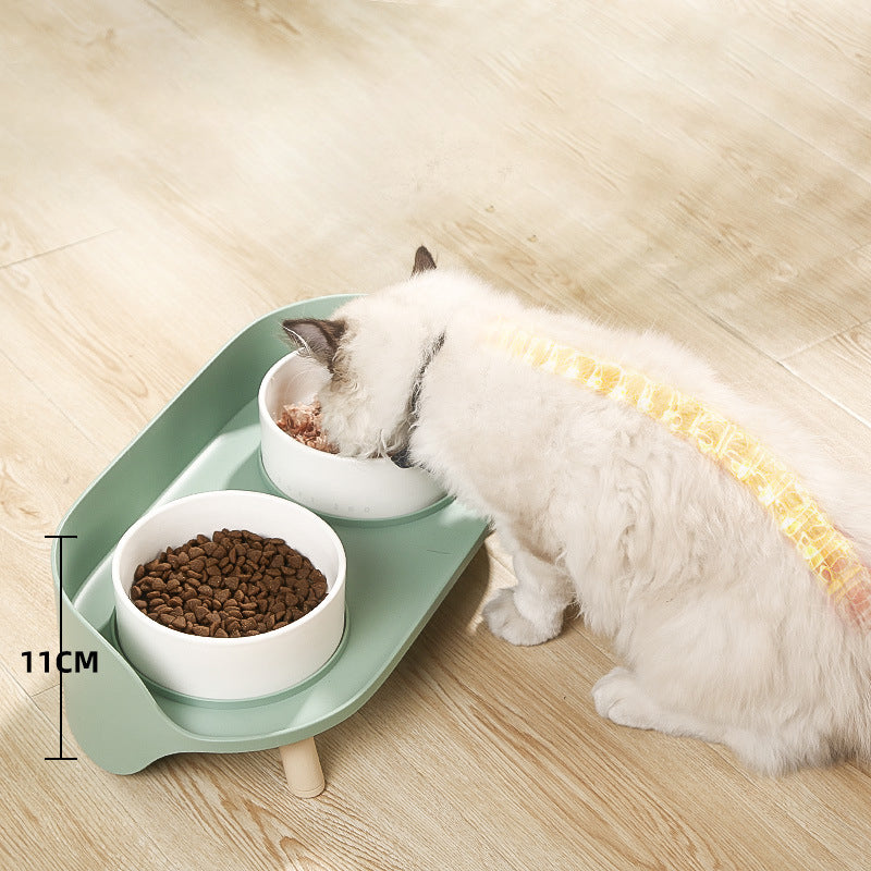 Adjustable Tilted Double Bowl Spill Proof Pet Feeding Dish