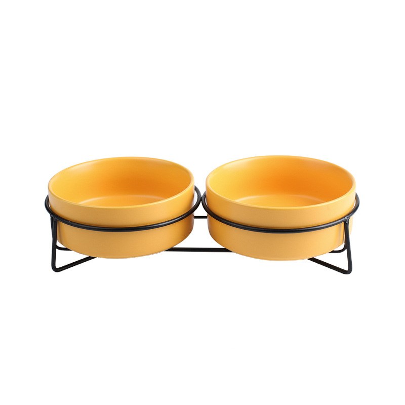 Metal Frame Ceramic Pet Feeding Bowl Stand