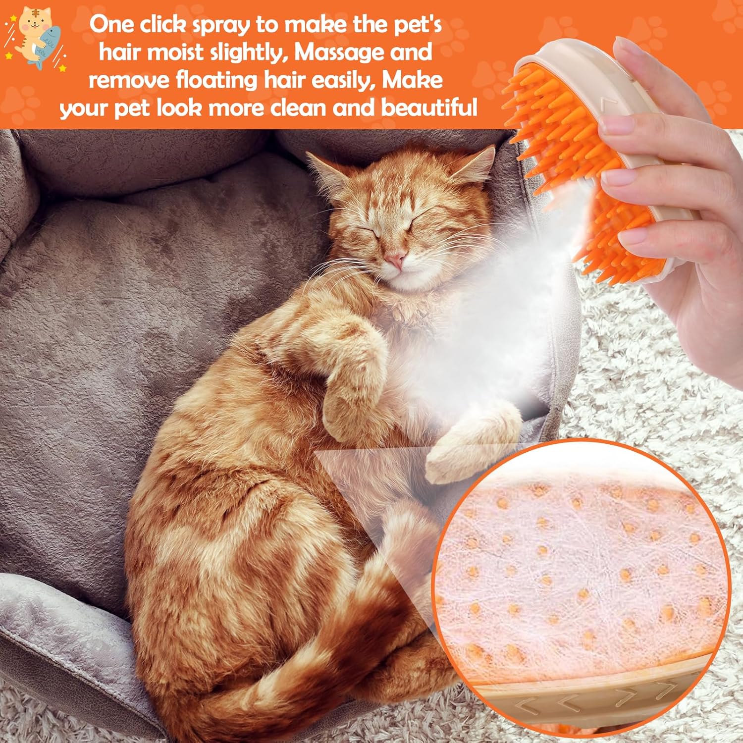 Steam Brush Upgraded 4 In1 Steamy Cat Brush For Shedding