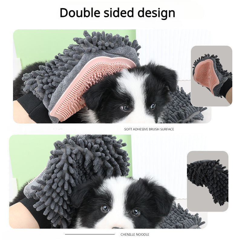 2-In-1 Pet Bathing Brush And Grooming Glove With Massage Design