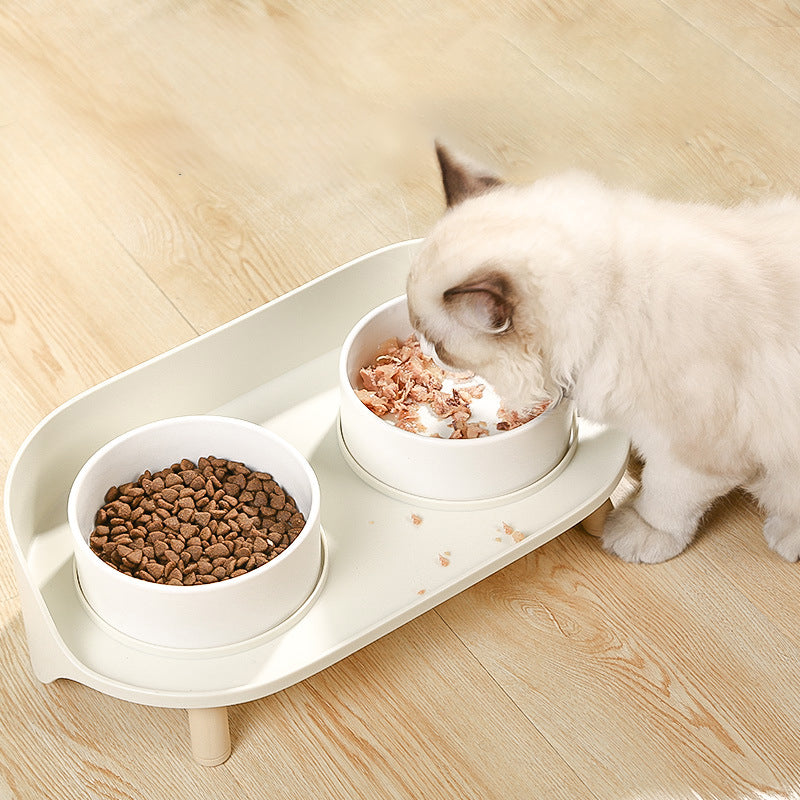 Adjustable Tilted Double Bowl Spill Proof Pet Feeding Dish