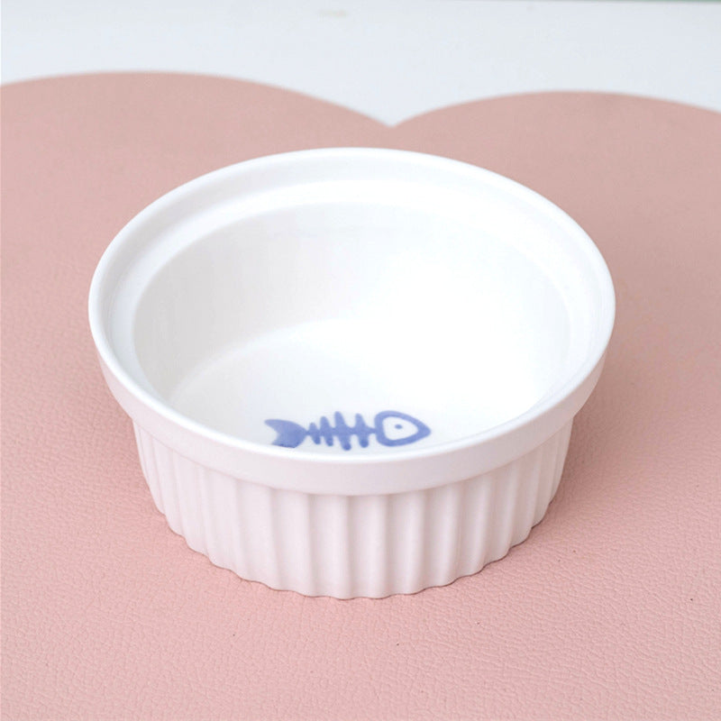 Ceramic Double Bowl Elevated Pet Feeding Set With Tilt Design