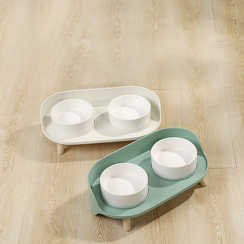Adjustable Tilted Double Bowl Spill Proof Pet Feeding Dish