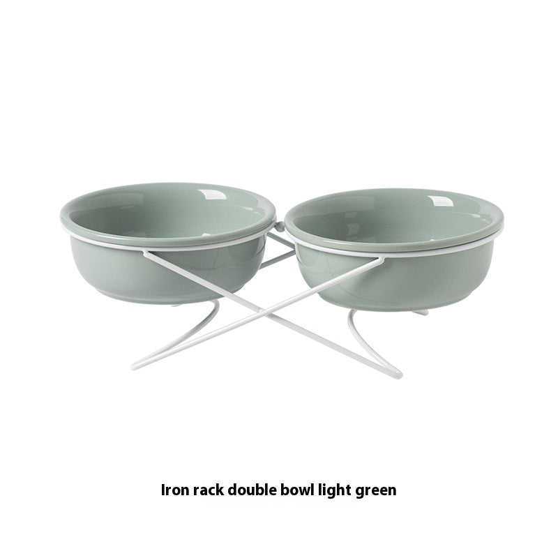 Ceramic Double Pet Feeding Bowl Set