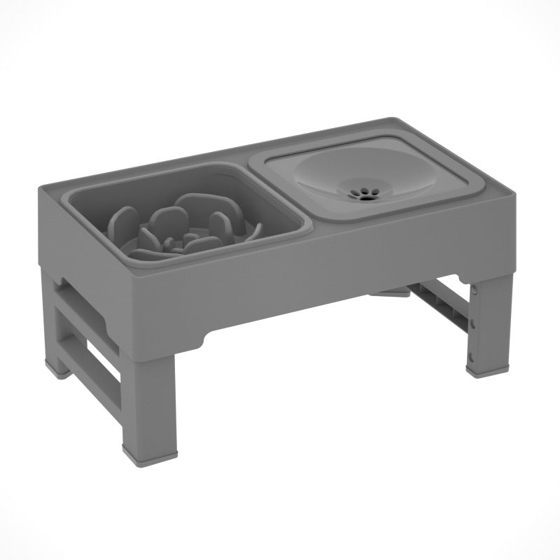 Adjustable Height Double Bowl Stainless Stand Elevated Pet Feeding Set