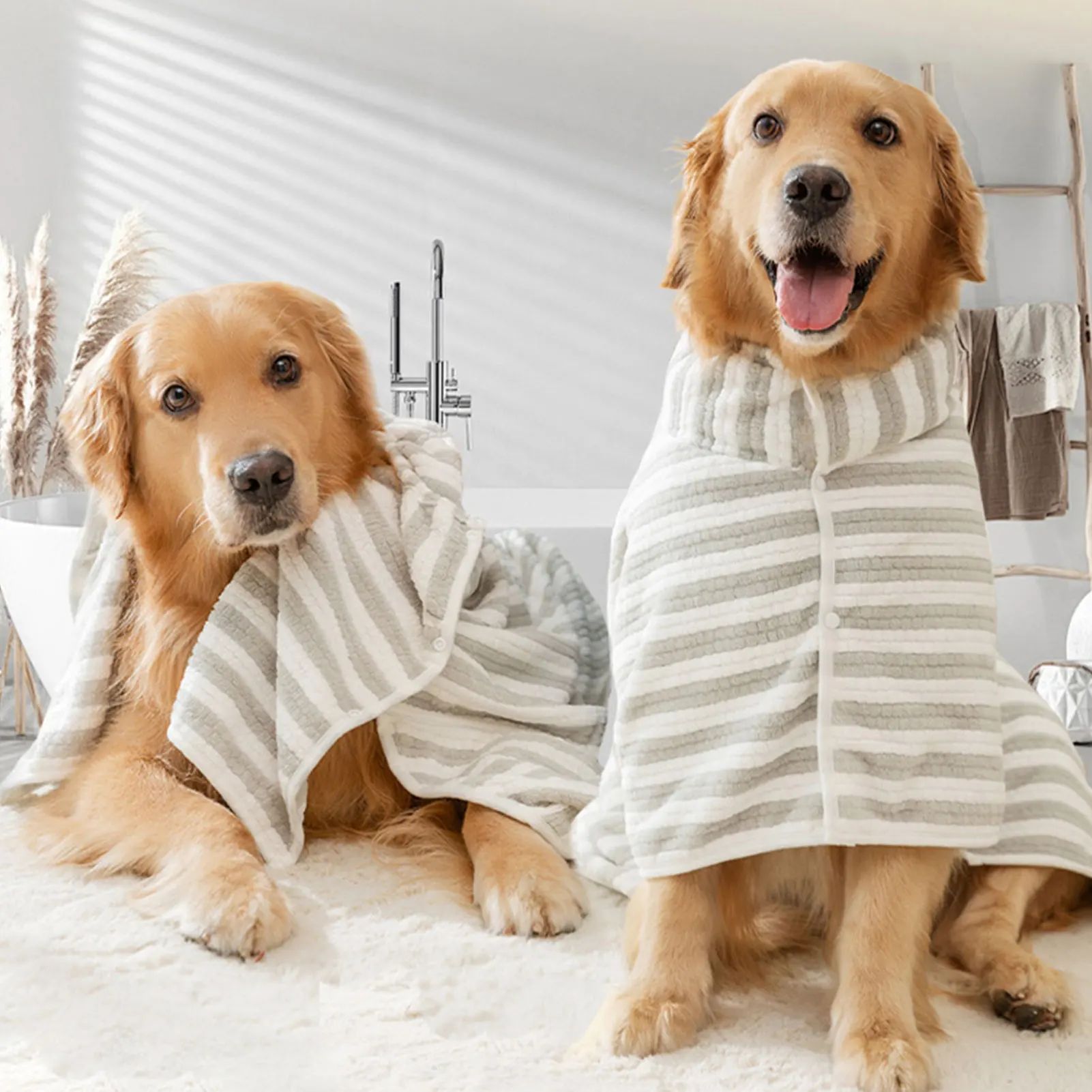 Ultra Absorbent Quick Drying Pet Bath Towel Bathrobe For All Pets