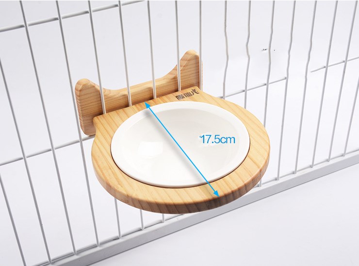 Ceramic Pet Bowl With Solid Wood Stand For Pets