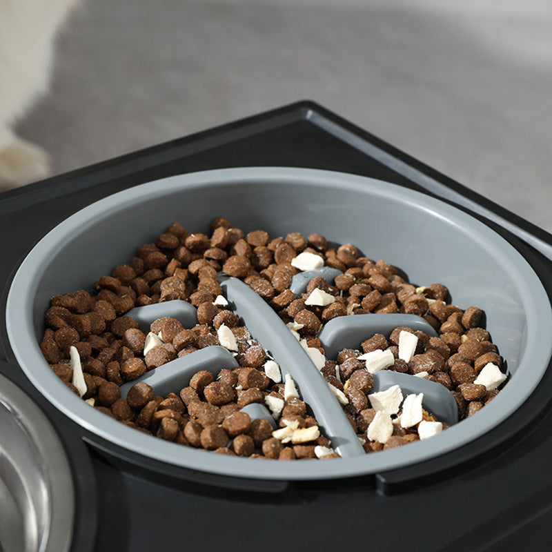Adjustable Elevated Stainless Steel Anti Choke Slow Feeding Pet Bowl