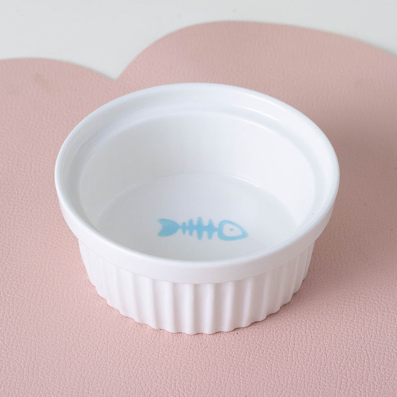 Ceramic Double Bowl Elevated Pet Feeding Set With Tilt Design