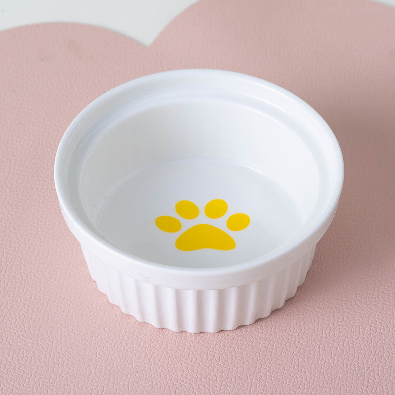 Ceramic Double Bowl Elevated Pet Feeding Set With Tilt Design