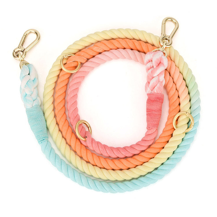 Rainbow Gradient Pet Traction Rope Leash