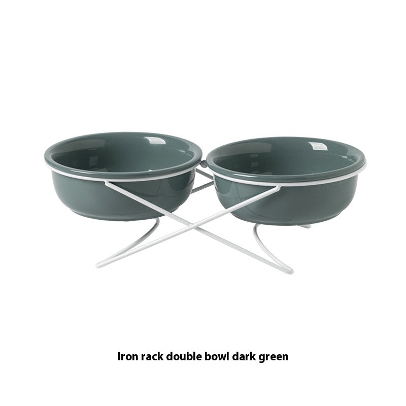 Ceramic Double Pet Feeding Bowl Set